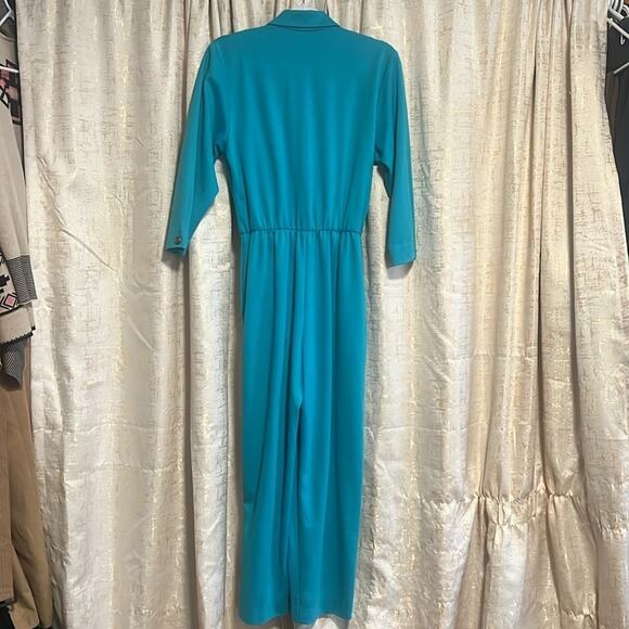 Vintage Doncaster Sport Teal Jumpsuit 80's Office Dress Up Women's Size 4 Fun! ! - Picture 2 of 9